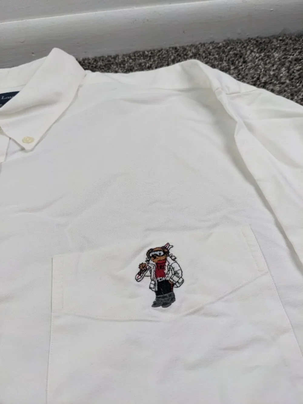Vintage Polo Ralph Lauren Shirt Ski Bear Oxford L/S Button Down Mens 2XL *Flaw